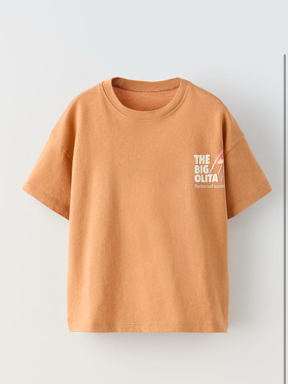 Zara Kids “Big Olita” Rust Brown Graphic Tee with Pink Accent